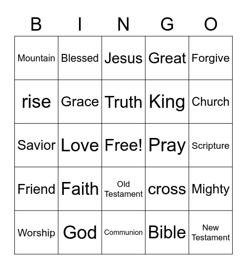 Big Church Bingo Card
