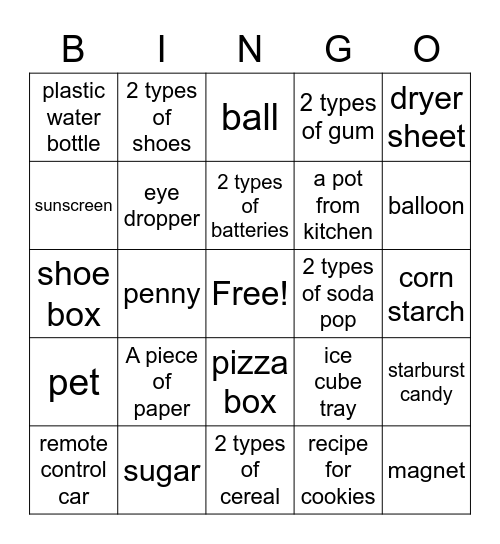 Create an Experiment using... Bingo Card