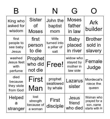 Bible Game-Bingo Card