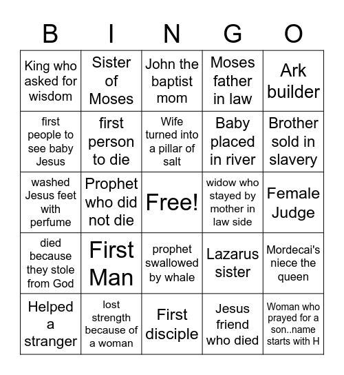 Bible Game-Bingo Card
