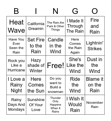 WEATHER Bingo Card