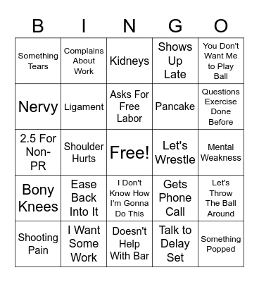 G Man Bingo Card