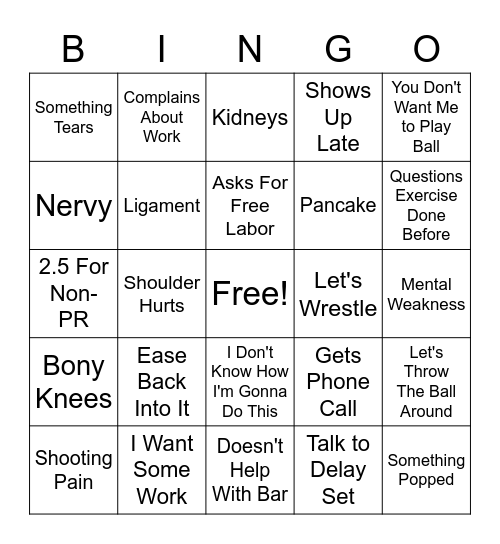 G Man Bingo Card