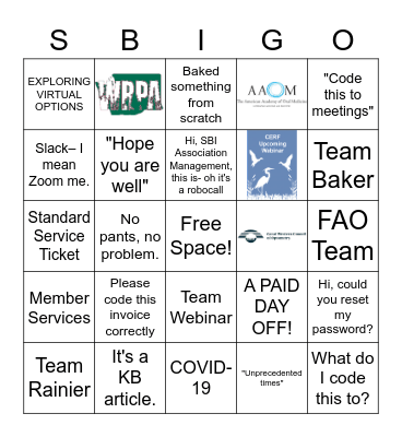 SBIBINGO! Bingo Card