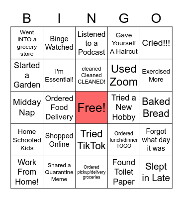 CORONAVIRUS BINGO! Bingo Card