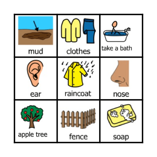 Mud Puddle Bingo Card