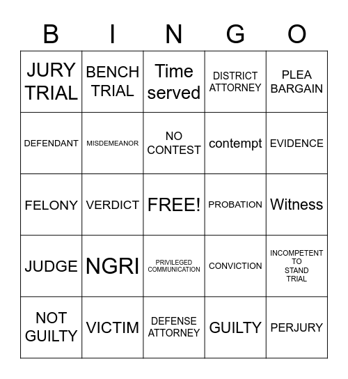 COMPETENCY BINGO Card