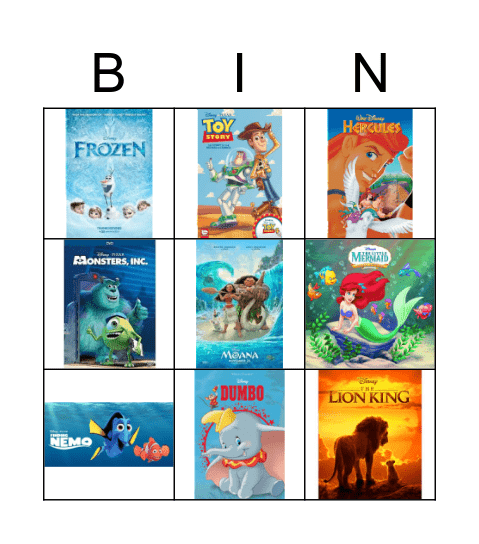 Disney Movies Bingo Card