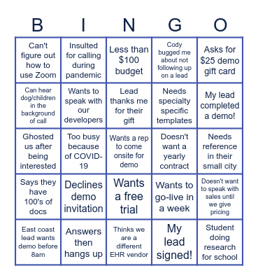 Leads Bingo | Week #1 Bingo Card