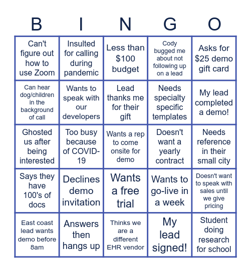 Leads Bingo | Week #1 Bingo Card