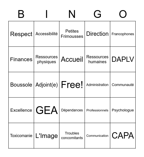 Bingo - Le CAP Bingo Card