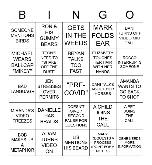 PRUDUTION Bingo Card