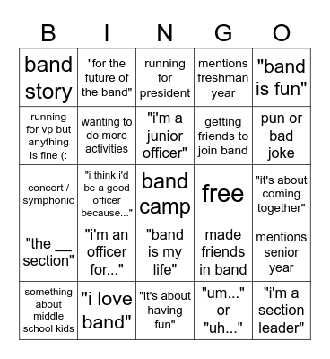band election bingo Card