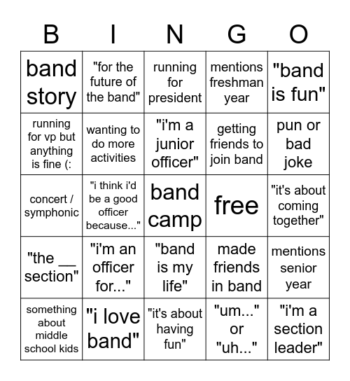 band election bingo Card