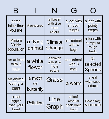 Biodiversity! Bingo Card