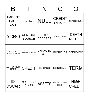 Foundation Bingo Card