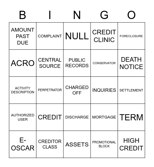 Foundation Bingo Card