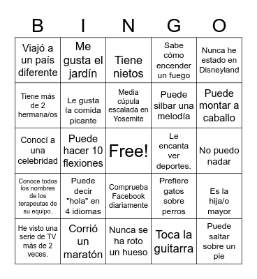TLC Bingo Card