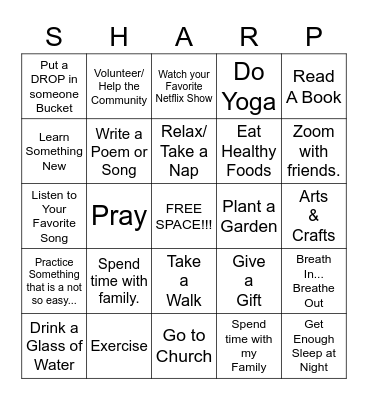 SHARPEN THE SAW BINGO Card