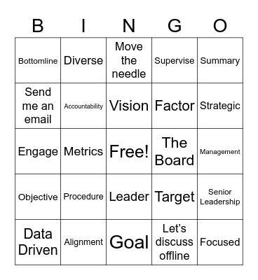 Staff Meeting Bingo Card