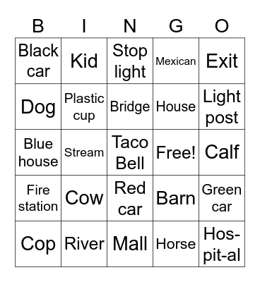 Evansville bingo Card