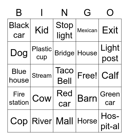 Evansville bingo Card