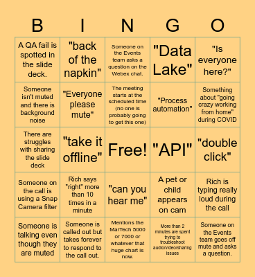 Conference Call Bingo - 5/12 Bingo Card