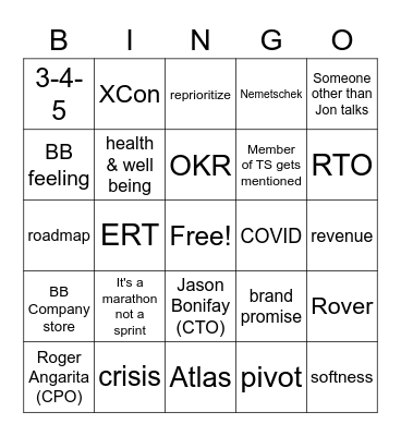 Q2 All Hands Bingo Card