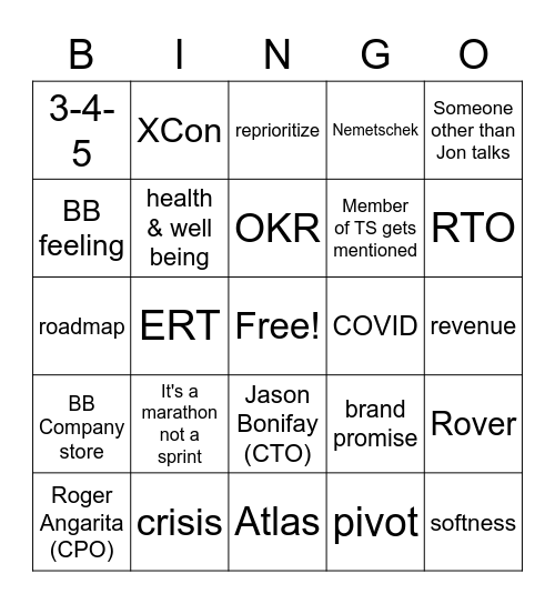 Q2 All Hands Bingo Card