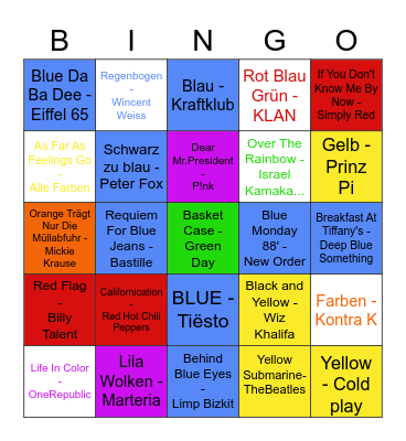 Regenbogen Bingo Card