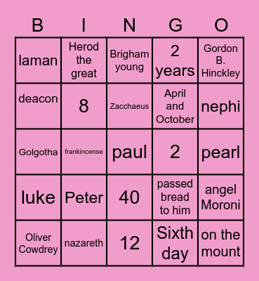 young women bingo Card