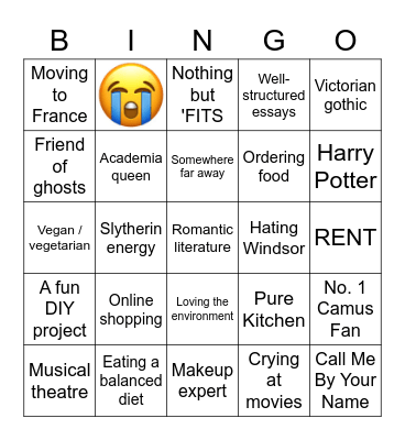 Lauren Lizzie Bingo Card