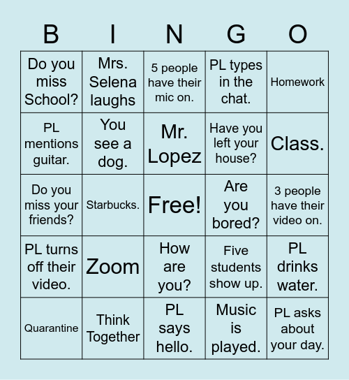 Think Together Bingo Card