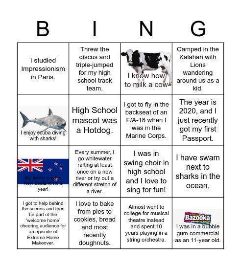 Manager Fun Facts Bingo Card