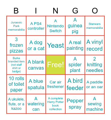 Burke Bingo Bonanza Bingo Card