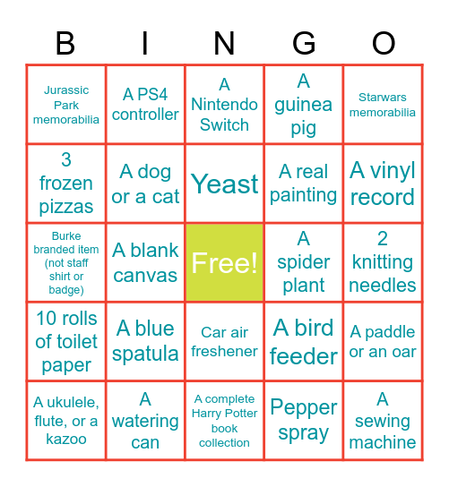 Burke Bingo Bonanza Bingo Card