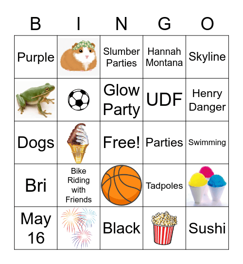 Bri's Birthday Bingo Card