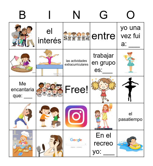Lección 1B Bingo Card