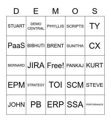 Demo Service Bingo! Bingo Card