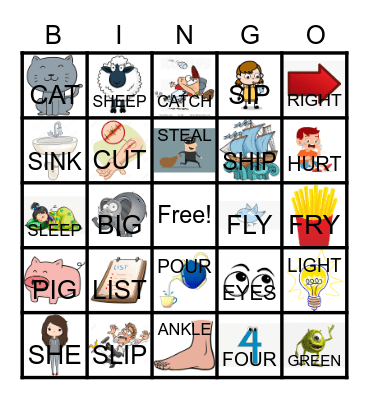 MINIMAL PAIRS Bingo Card