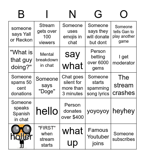 Twitch Stream Bingo Card