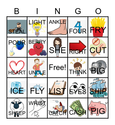 MINIMAL PAIRS Bingo Card