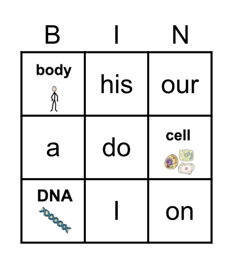 DNA Vocabulary Bingo Card