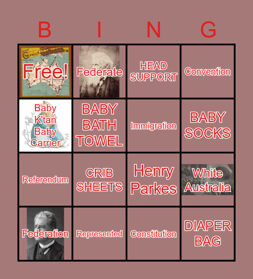 Australia Federation Bingo Card