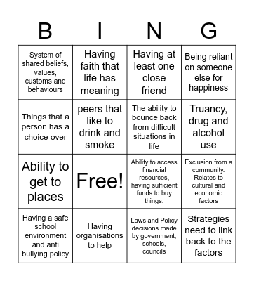 Level 2 HEALTH 1. Bingo Card