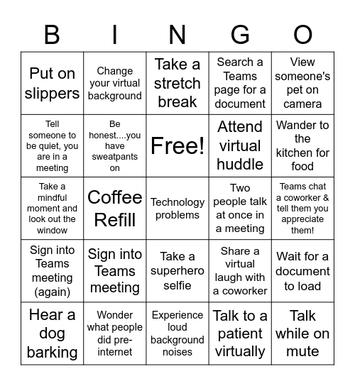 Virtual Work BINGO Card