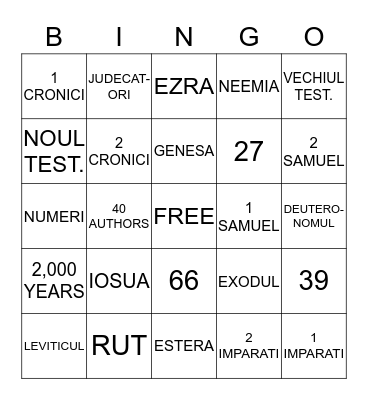 BIBLE BINGO Card