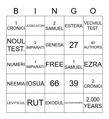 BIBLE BINGO Card