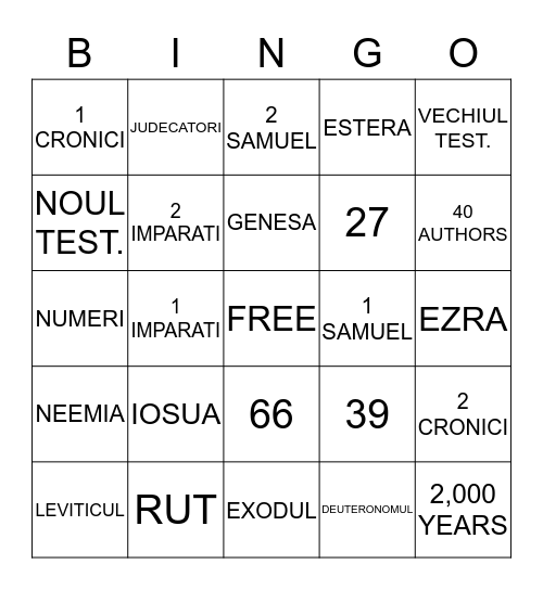 BIBLE BINGO Card