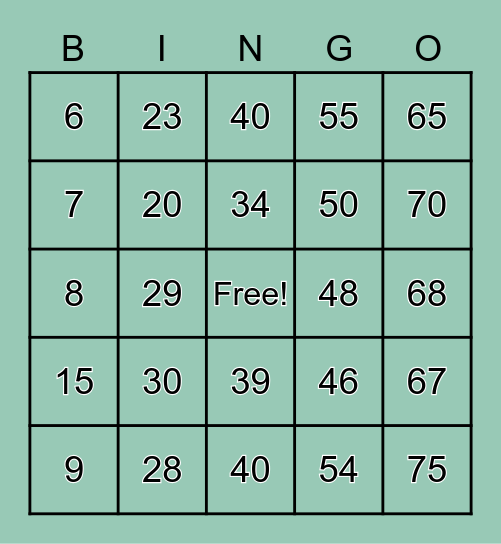 WHINS' BINGO CARD Bingo Card